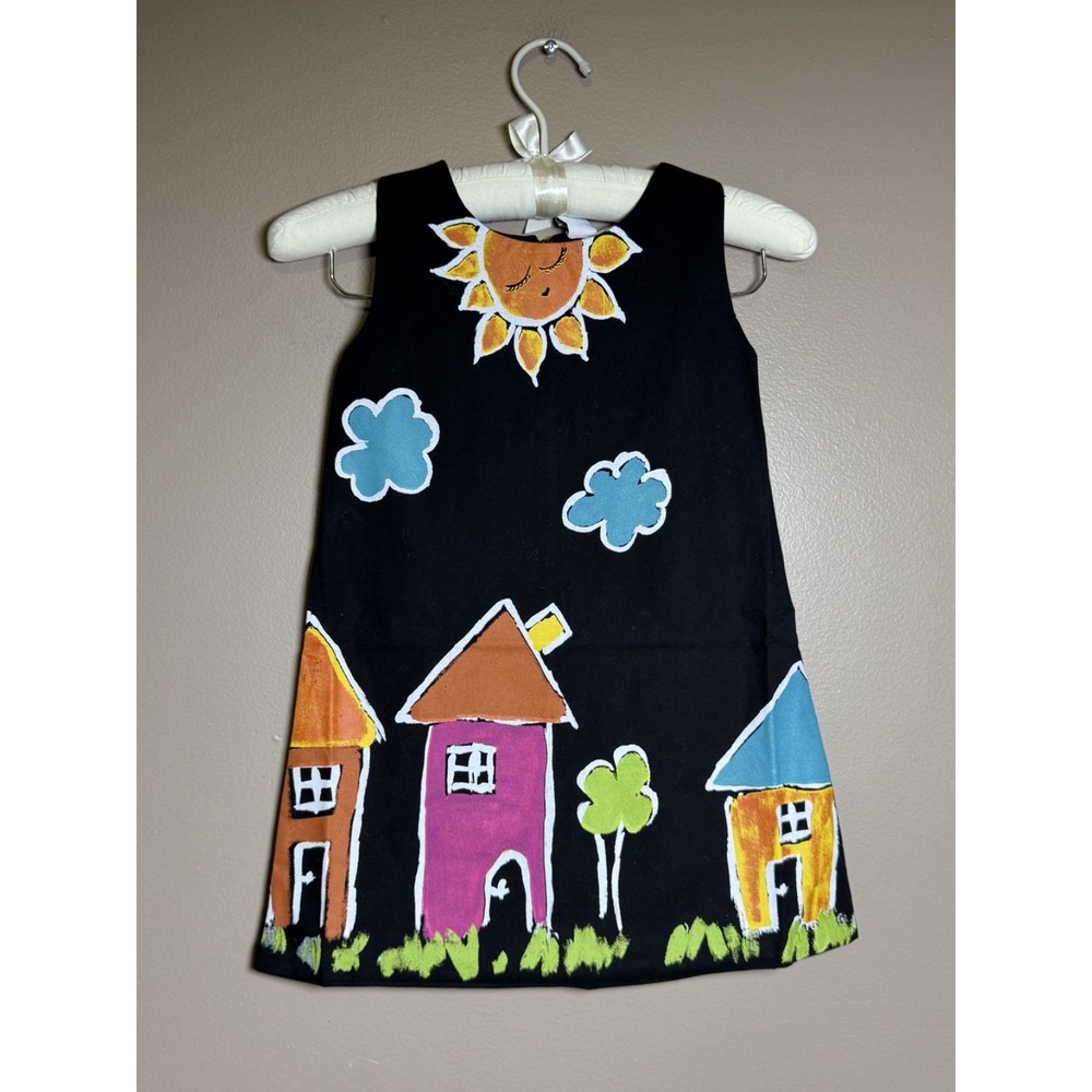 Binx Kids Girls Black Painted House Sun Party Dress ZUA3 4T NWT